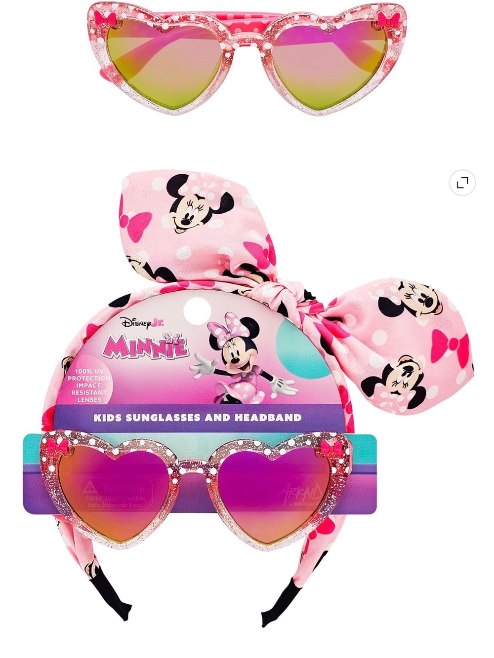Disney Pink Minnie Mouse Heart Sunglasses with Bow Headband